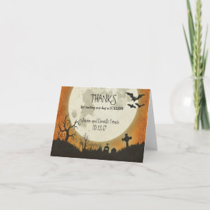 Carte de remerciement de mariage Halloween - lune