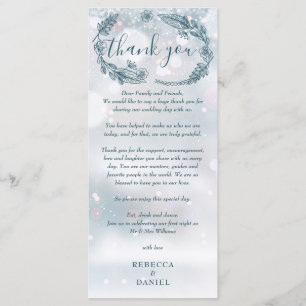 Carte de remerciement de mariage hivernal rustique