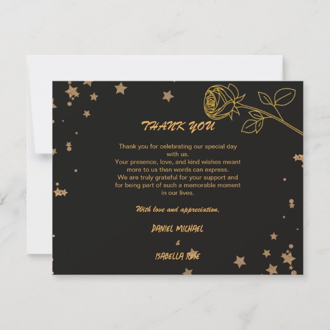 Carte de Remerciement de Mariage Luxe Or (Devant)