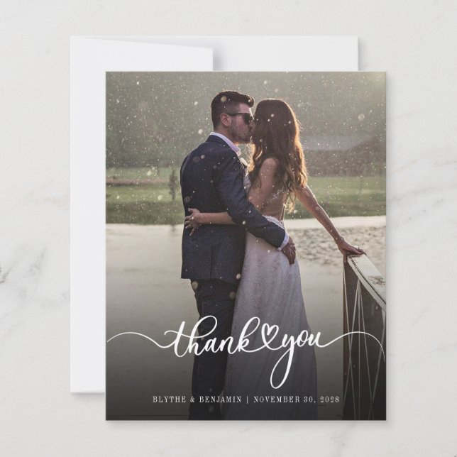Carte de remerciement de mariage manuscrite avec p (Devant)