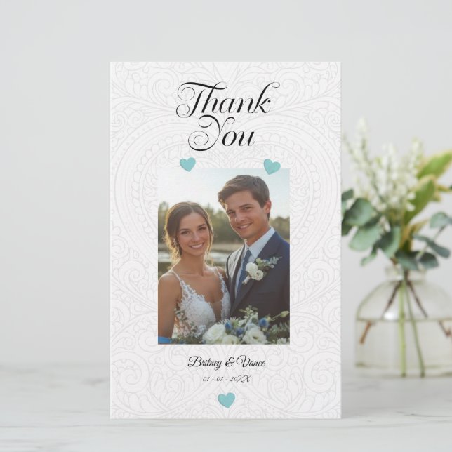 Carte de remerciement de mariage - Merci (Debout devant)