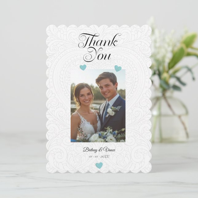Carte de remerciement de mariage - Merci (Debout devant)