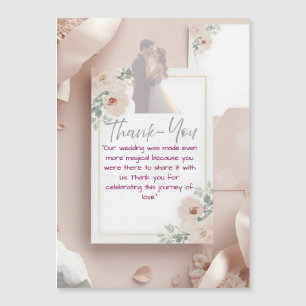 Carte de remerciement de mariage moderne Blush & B