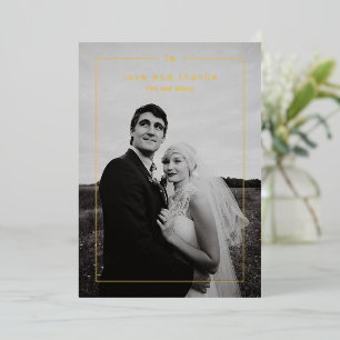 Carte de remerciement de mariage moderne en feuill