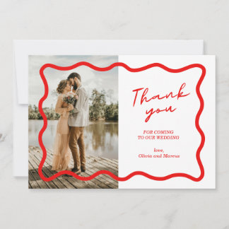 Carte de remerciement de mariage moderne rouge sim