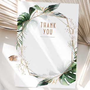 Carte de Remerciement de Mariage Monstera Verte & 