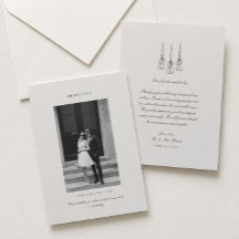Carte de remerciement de mariage noir et ivoire Ol