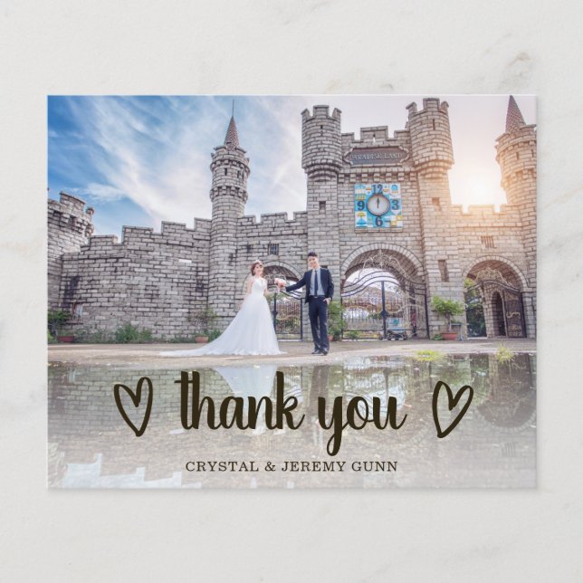 Carte de remerciement de mariage pas chère avec ph (Devant)