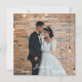 Carte de remerciement de mariage personnalisée élé