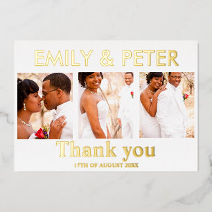 Carte de remerciement de mariage photo à script mi