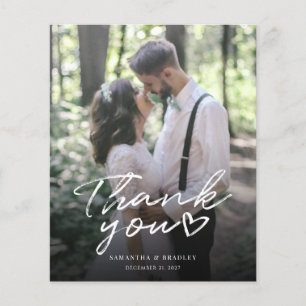 Carte de remerciement de mariage photo avec lettre