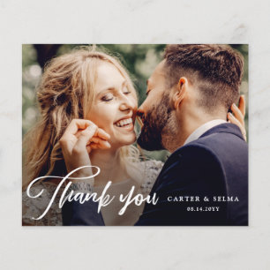 Carte de remerciement de mariage photo avec script