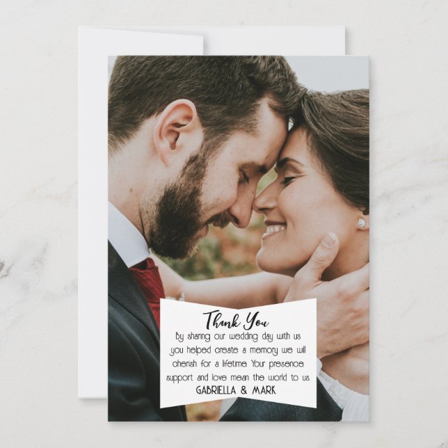 Carte de remerciement de mariage photo Bohème Flai (Devant)