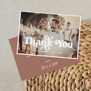 Carte de remerciement de mariage photo Boho Rétro
