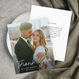 Carte de remerciement de mariage photo budget écri