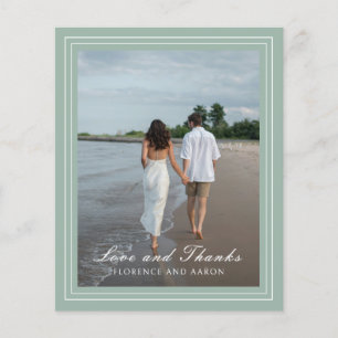 Carte de remerciement de mariage photo budget vert