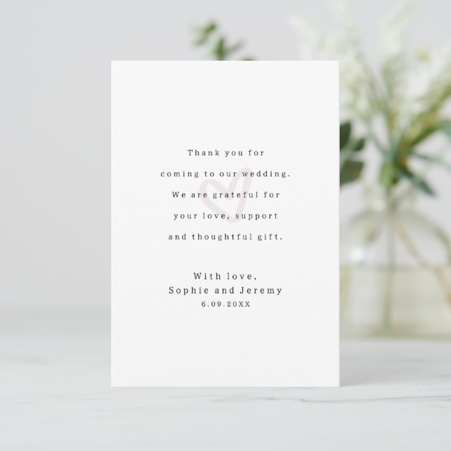 Carte de remerciement de mariage photo cœur écru (Debout devant)