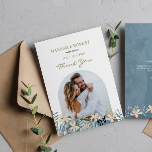 Carte de remerciement de mariage photo de fleur sa