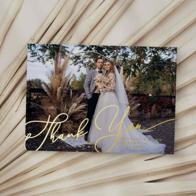 Carte de remerciement de mariage photo écriture él (Créateur téléchargé)