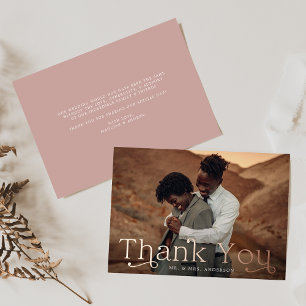 Carte de remerciement de mariage photo en feuille 