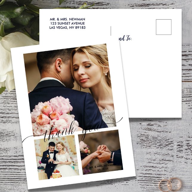 Carte de remerciement de mariage photo Minimalist  (Créateur téléchargé)