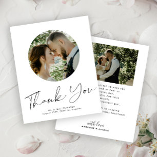 Carte de remerciement de mariage photo minimaliste