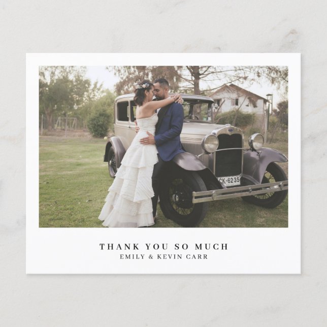 Carte de remerciement de mariage photo minimaliste (Devant)