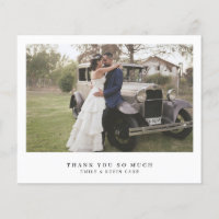 Carte de remerciement de mariage photo minimaliste