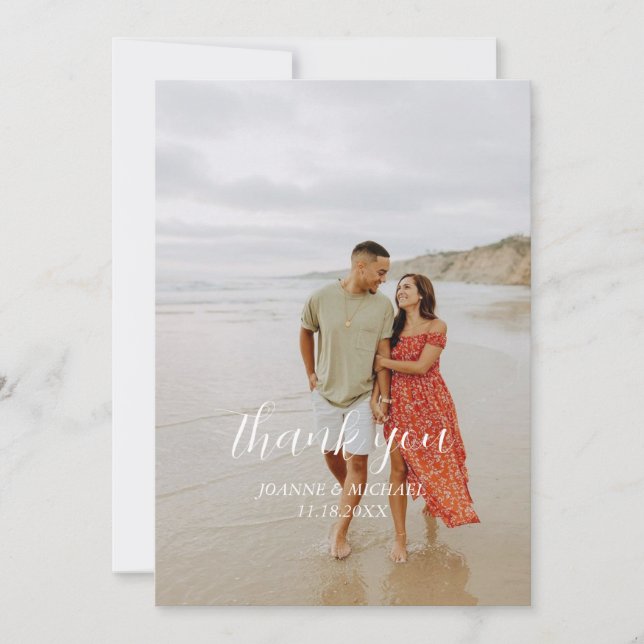 Carte de remerciement de mariage photo simple mode (Devant)