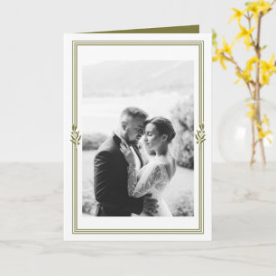 Carte de remerciement de mariage photo vert olive