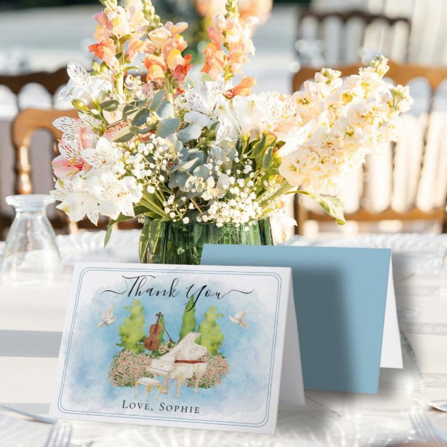 Carte de remerciement de mariage Piano Violon fleu (Créateur téléchargé)