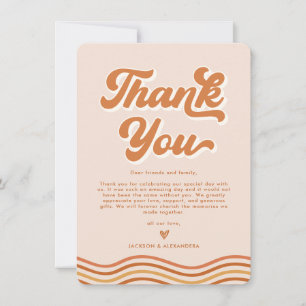 Carte de remerciement de mariage rétro Boho Orange