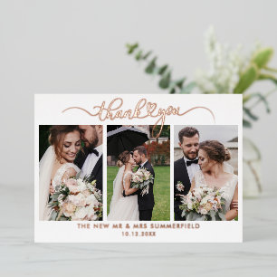 Carte de remerciement de mariage Rose Gold Foil 3