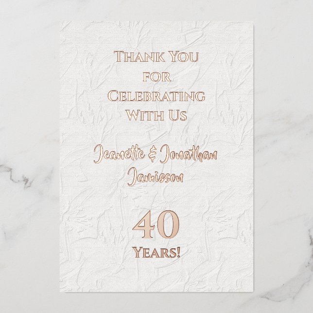 Carte de remerciement de mariage rose gold pour an (Recto)