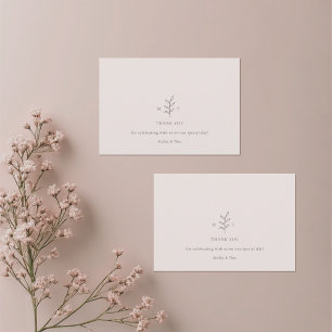 Carte de remerciement de mariage rose noir à feuil