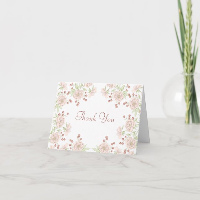 Carte de remerciement de mariage Rose rose blush (Devant)