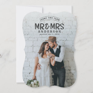 Carte de remerciement de mariage rustique avec pho