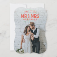 Carte de remerciement de mariage rustique avec pho