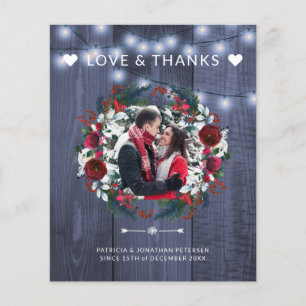Carte de remerciement de mariage rustique et écono