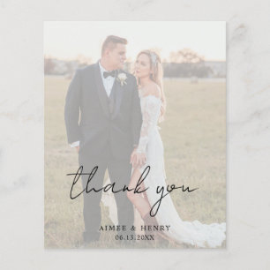 Carte de remerciement de mariage rustique script p
