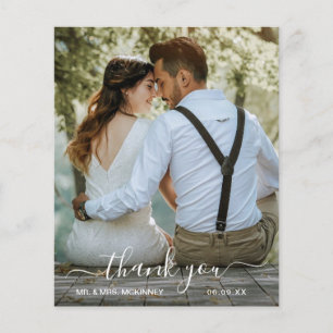 Carte de remerciement de mariage simple avec photo