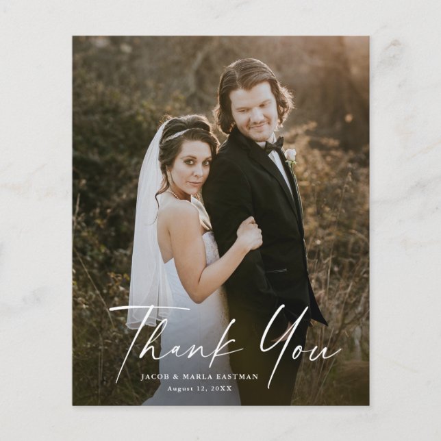 Carte de remerciement de mariage simple budget ave (Devant)