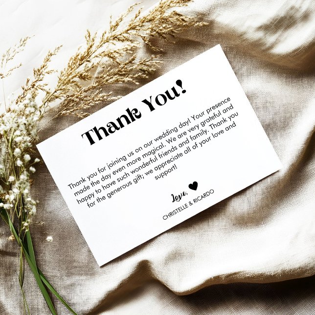 Carte de remerciement de mariage simple écriture c (Créateur téléchargé)