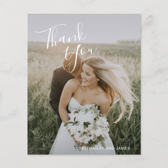 Carte de remerciement de mariage simple élégante a (Devant)