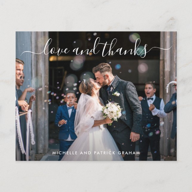 Carte de remerciement de mariage simple et moderne (Devant)