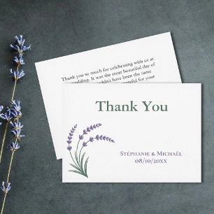 Carte de remerciement de mariage simple lavande