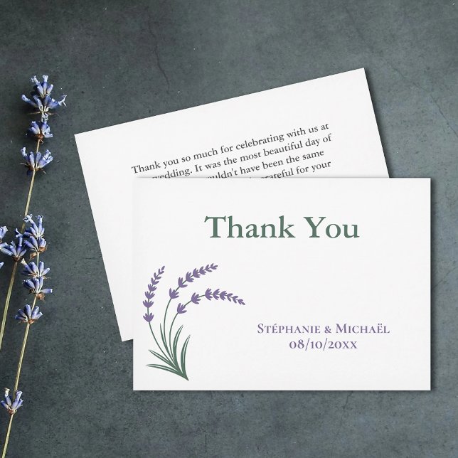 Carte de remerciement de mariage simple lavande (Simple Lavender Wedding Thank You Card)