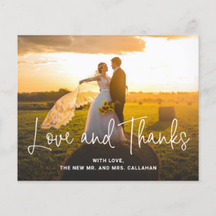 Carte de remerciement de mariage simple photo pas