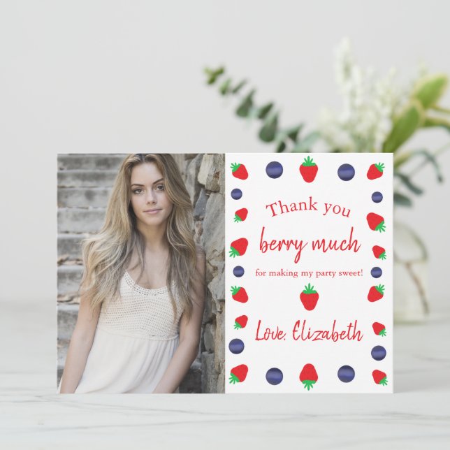 Carte de remerciement de mariage Thank You Berry M (Debout devant)