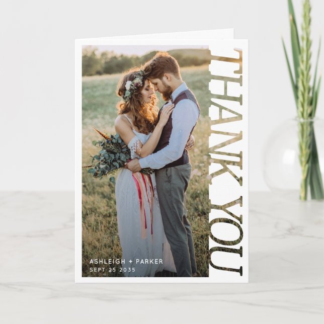Carte de remerciement de mariage Typographie Moder (Devant)